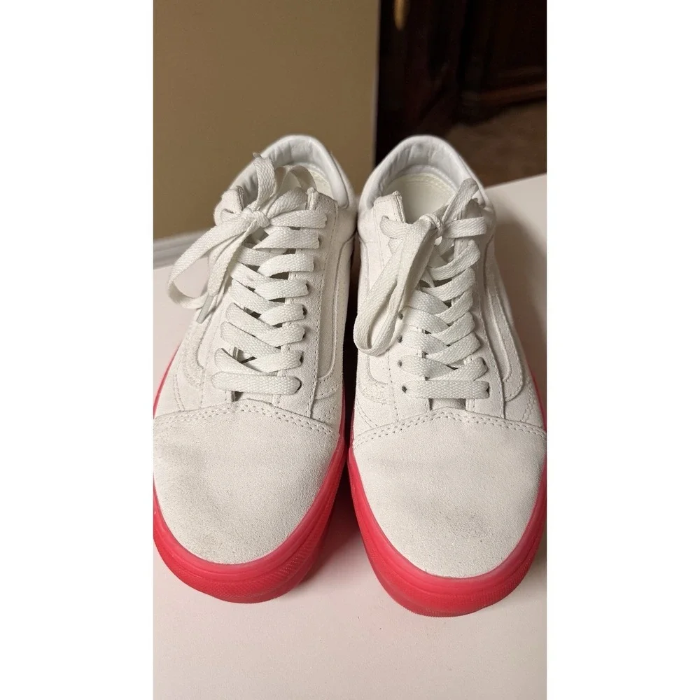 Vans Old Skool Stackform Platform White Pink Sneakers Shoes Men 7 Women 8.5